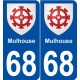 68 Mulhouse blason autocollant plaque stickers ville