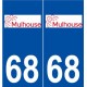 68 Mulhouse logo autocollant plaque stickers ville