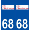 68 Mulhouse logo autocollant plaque stickers ville