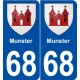 68 Munster blason autocollant plaque stickers ville