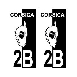 2B Corse du Sud autocollant plaque blason fond noir blanc