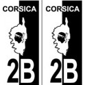 2B Corse de la etiqueta engomada de la placa de escudo de armas negro fondo blanco