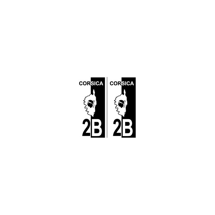 2B Corse du Sud autocollant plaque blason fond noir blanc
