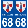 68 Ribeauville blason autocollant plaque stickers ville