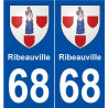 68 Ribeauville blason autocollant plaque stickers ville