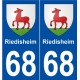 68 Riedisheim blason autocollant plaque stickers ville