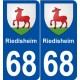 68 Riedisheim blason autocollant plaque stickers ville