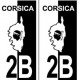 2B Corse du Sud autocollant plaque blason fond noir blanc