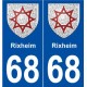 68 Rixheim blason autocollant plaque stickers ville