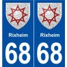 68 Rixheim blason autocollant plaque stickers ville