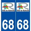 68 Rixheim logo autocollant plaque stickers ville