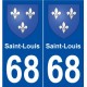 68 Saint-Louis blason autocollant plaque stickers ville