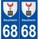 68 Sausheim blason autocollant plaque stickers ville