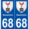 68 Sausheim blason autocollant plaque stickers ville