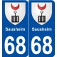 68 Sausheim blason autocollant plaque stickers ville
