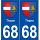 68 Thann blason autocollant plaque stickers ville