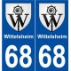 68 Wittelsheim blason autocollant plaque stickers ville