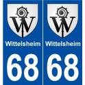 68 Wittelsheim blason autocollant plaque stickers ville