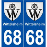 68 Wittelsheim blason autocollant plaque stickers ville