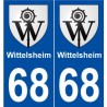 68 Wittelsheim blason autocollant plaque stickers ville