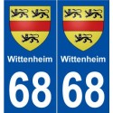 68 Wittenheim blason autocollant plaque stickers ville