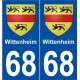68 Wittenheim blason autocollant plaque stickers ville