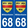 68 Wittenheim blason autocollant plaque stickers ville