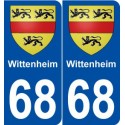 68 Wittenheim blason autocollant plaque stickers ville