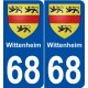 68 Wittenheim blason autocollant plaque stickers ville