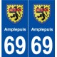 69 Amplepuis blason autocollant plaque stickers ville