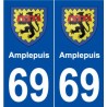 69 Amplepuis blason autocollant plaque stickers ville