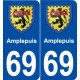 69 Amplepuis blason autocollant plaque stickers ville