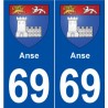 69 Anse blason autocollant plaque stickers ville