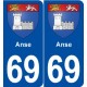 69 Anse blason autocollant plaque stickers ville