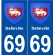 69 Belleville blason autocollant plaque stickers ville