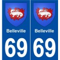 69 Belleville blason autocollant plaque stickers ville