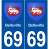 69 Belleville blason autocollant plaque stickers ville
