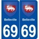 69 Belleville blason autocollant plaque stickers ville