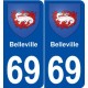 69 Belleville blason autocollant plaque stickers ville