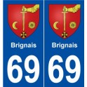 69 Brignais blason autocollant plaque stickers ville