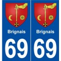 69 Brindas blason autocollant plaque stickers ville