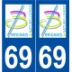 69 Brindas logo autocollant plaque stickers ville