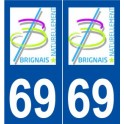 69 Brindas logo autocollant plaque stickers ville
