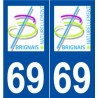 69 Brindas logo autocollant plaque stickers ville