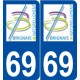 69 Brindas logo autocollant plaque stickers ville