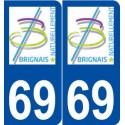 69 Brindas logo autocollant plaque stickers ville
