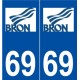 69 Bron logo autocollant plaque stickers ville