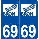 69 Bron logo autocollant plaque stickers ville
