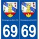 69 Champagne-au-Mont-d'Or blason autocollant plaque stickers ville