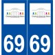 69 Charbonnières-les-Bains logo autocollant plaque stickers ville